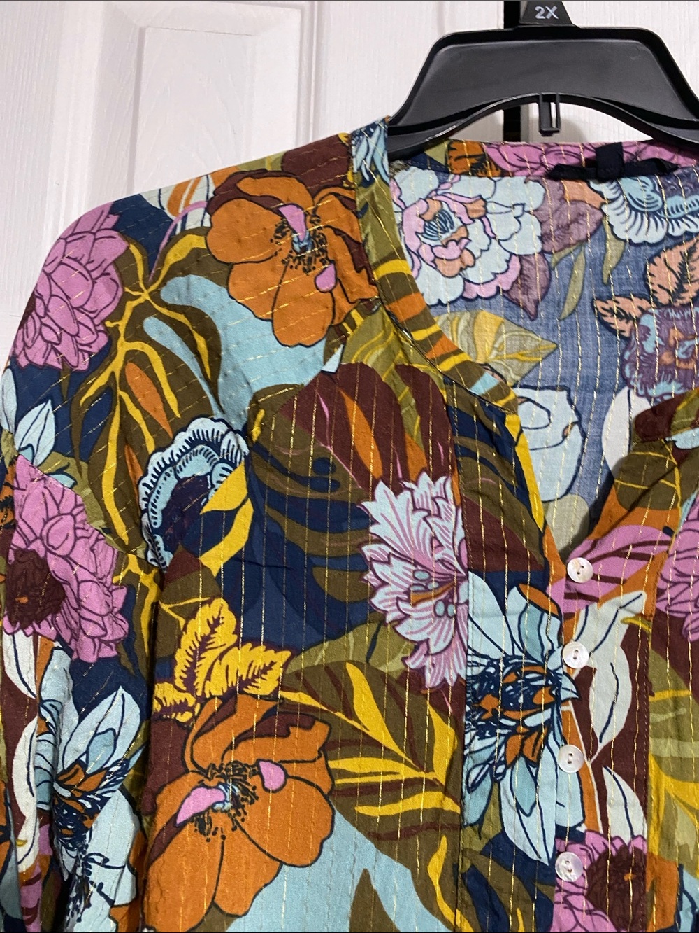 PRETTY Jane and Delancey Tropical Floral Blouse top shirt Size SMALL - Picture 2 of 13